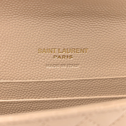 Saint Laurent Grain De Poudre Textured Mixed Matelasse Triquilt Small Monogram Envelope Wallet Dark Beige 6 of 6