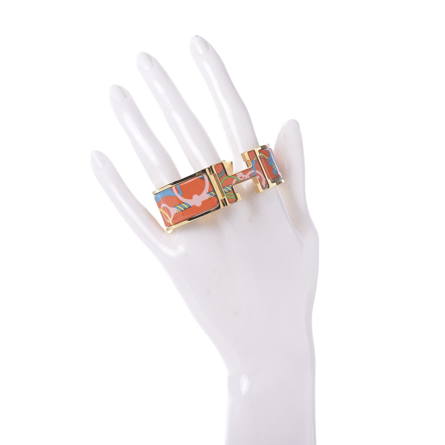 Enamel Printed Panoplie Equestre Wide Clic Clac H Bracelet PM Tropique