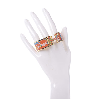 Hermes Enamel Printed Panoplie Equestre Wide Clic Clac H Bracelet PM Tropique 2 of 5