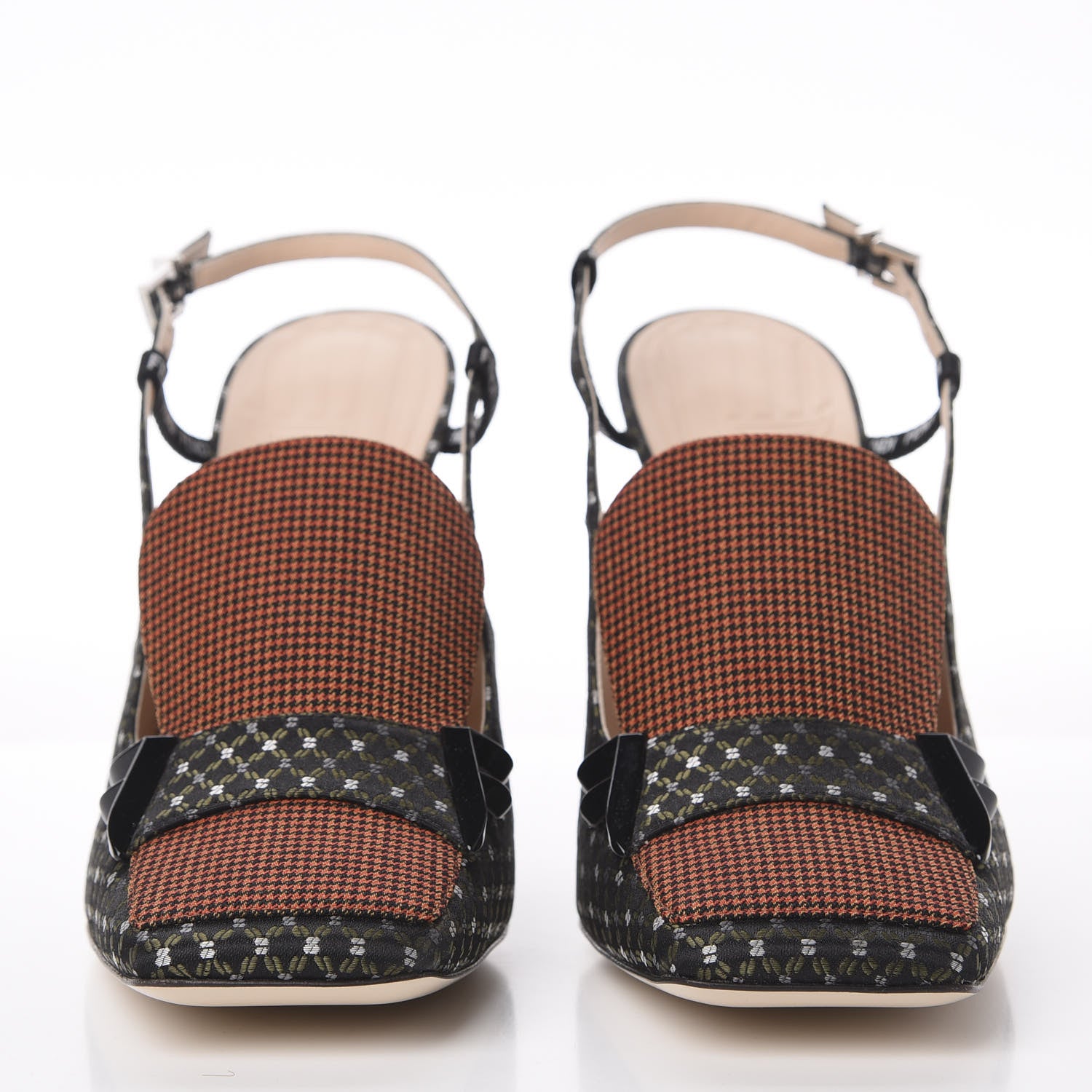 Fendi Fabric Jacquard Ffreedom Slingback Pumps 40.5 2 of 11