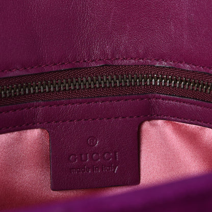 Gucci Velvet Matelasse Loved Embroidered Medium GG Marmont Shoulder Bag Fuchsia Violet Cyclamen 8 of 13