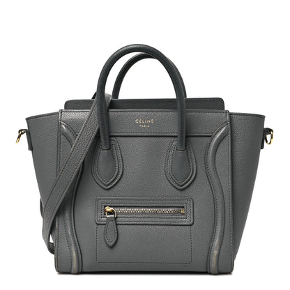 Celine Drummed Calfskin Nano Luggage Kohl 1 of 10