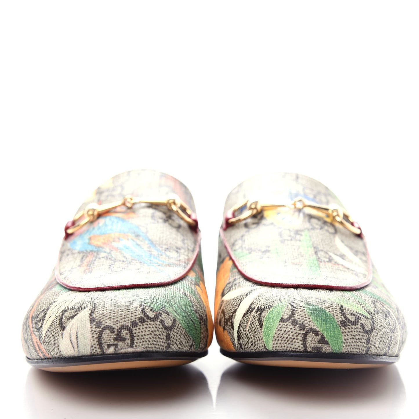 GG Supreme Monogram Tian Womens Princetown Slippers 38 Beige Ebony Multicolor