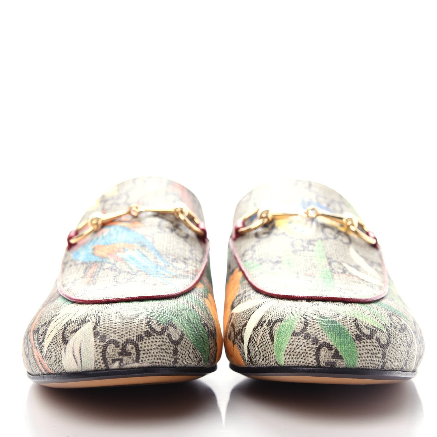Gucci GG Supreme Monogram Tian Womens Princetown Slippers 38 Beige Ebony Multicolor 2 of 11