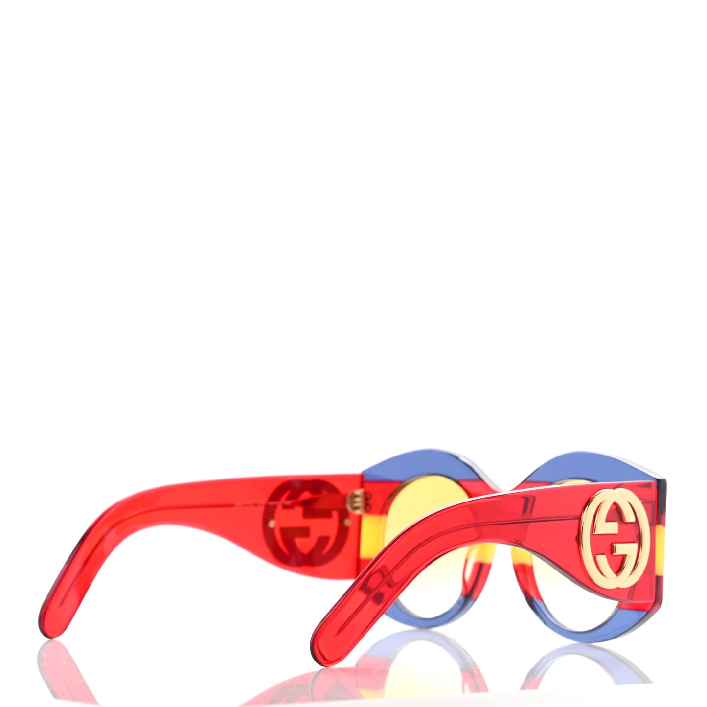Acetate Round Frame Sunglasses GG0177S Blue Red Yellow