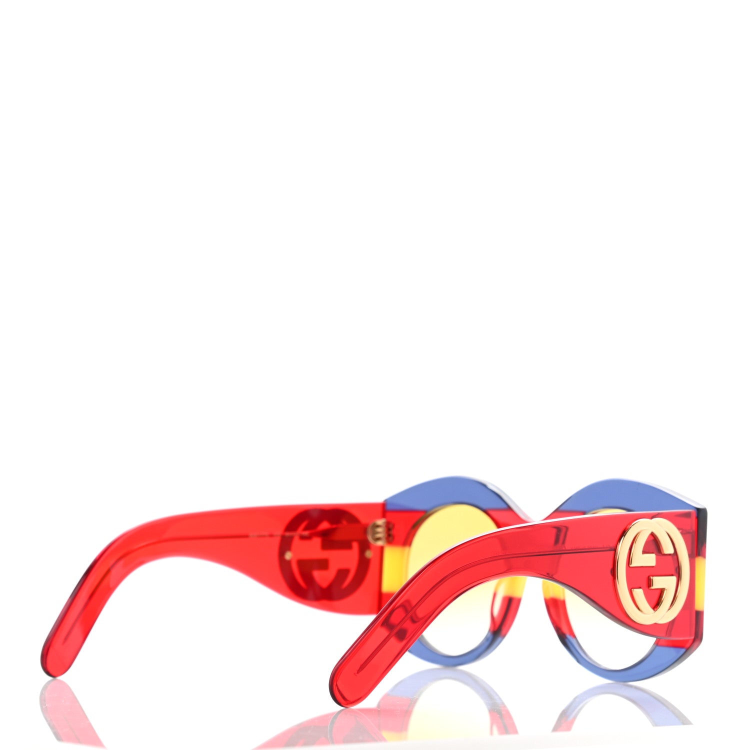 Gucci Acetate Round Frame Sunglasses GG0177S Blue Red Yellow 4 of 12
