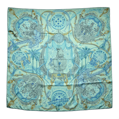 Hermes Silk The Horsawards Scarf 90 Vert Jade Turquoise Anthracite 1 of 8