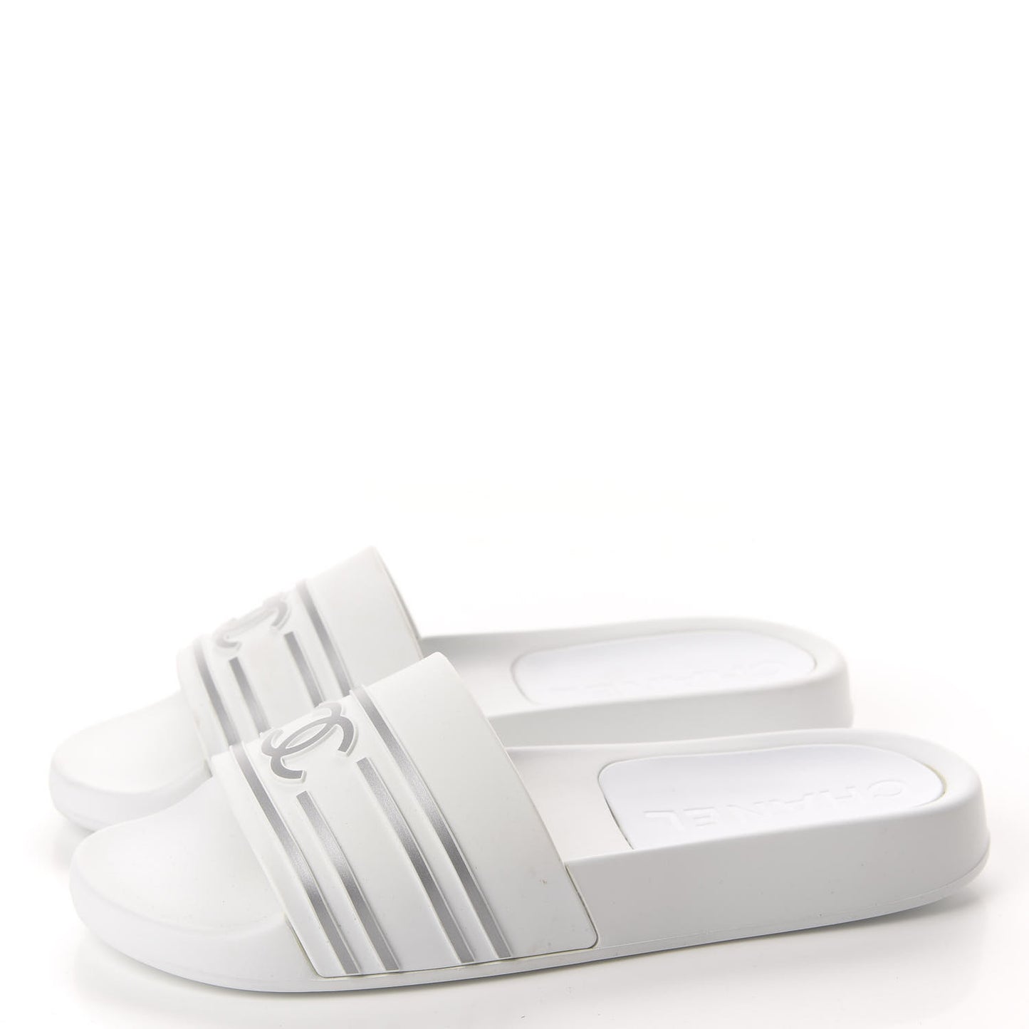 PVC CC Mules Sandals 38 White Grey