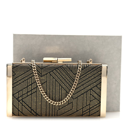 Jimmy Choo Canvas Geometric Metal Box Clutch Black 10 of 10