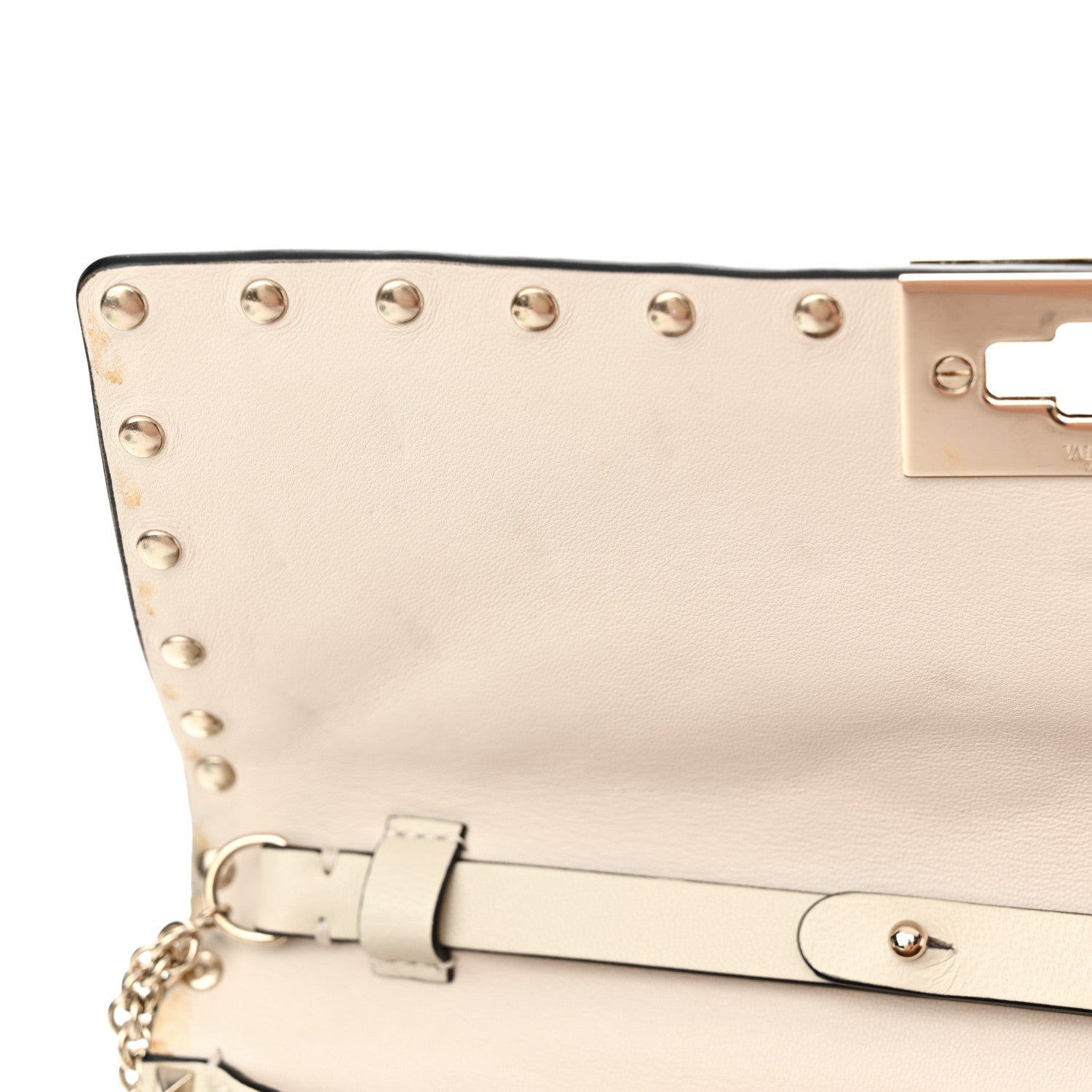 Valentino Garavani Nappa Rockstud Spike Wallet on Chain Light Ivory 13 of 16