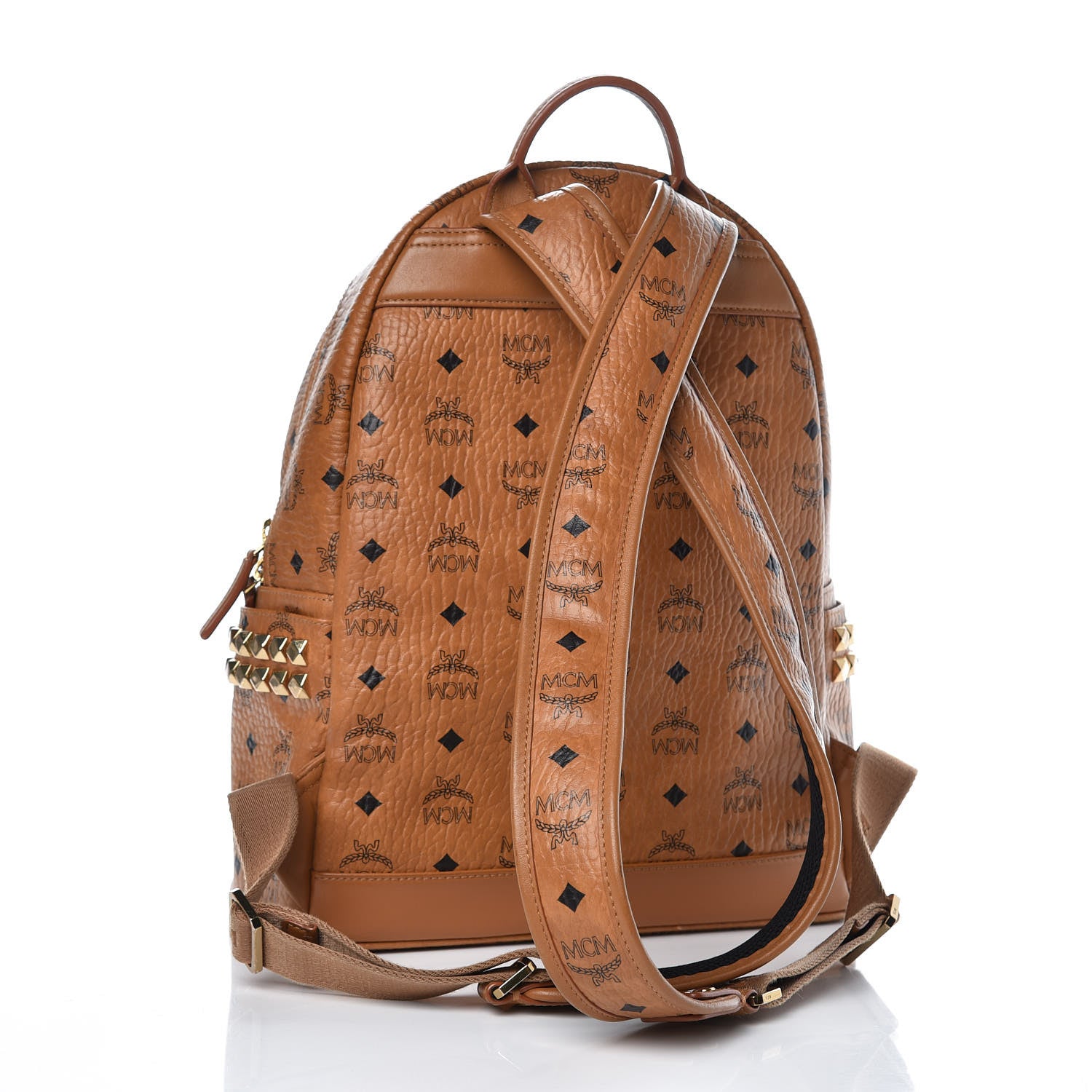 MCM Visetos Small Side Stud Stark Backpack Cognac 3 of 11
