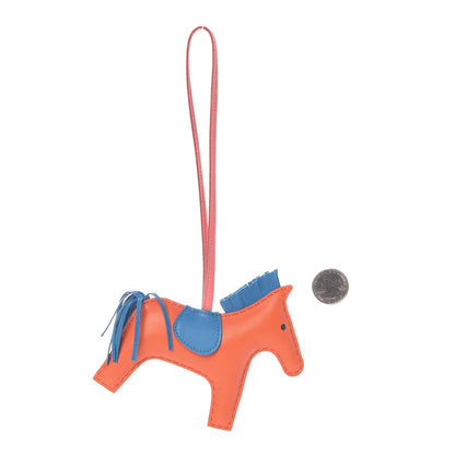 Hermes Milo Lambskin Grigri Rodeo Horse Bag Charm MM Orange Poppy Bleu Izmir Rose Azalee 2 of 4