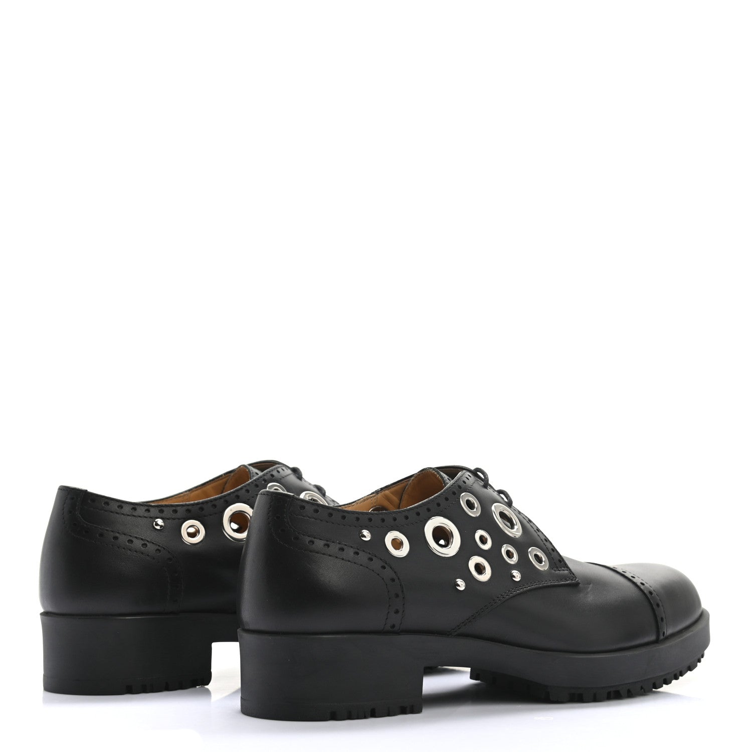 Hermes Calfskin Womens Grommet Lace Up Oxford 36 Black 4 of 7