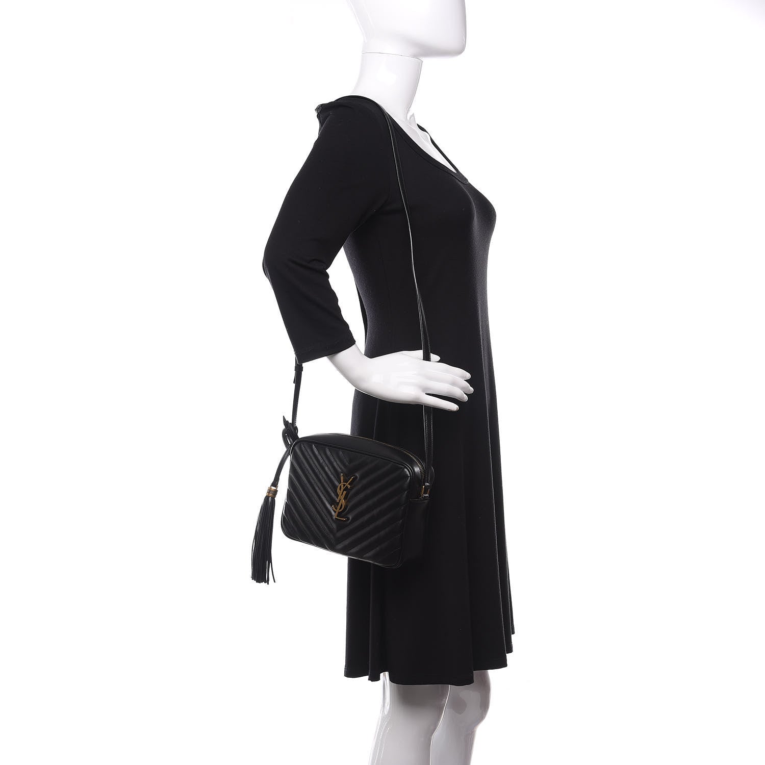 Saint Laurent Calfskin Matelasse Monogram Lou Camera Bag Black 2 of 9
