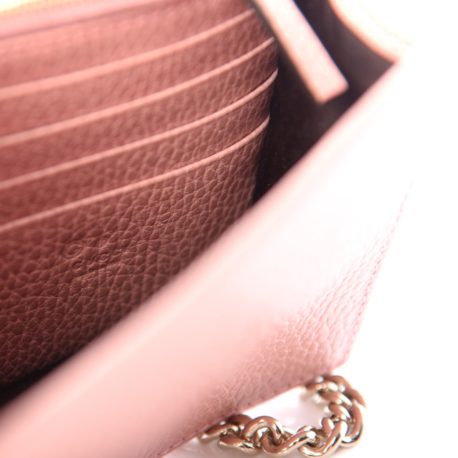 Gucci Dollar Calfskin Interlocking G Chain Wallet Soft Pink 8 of 9