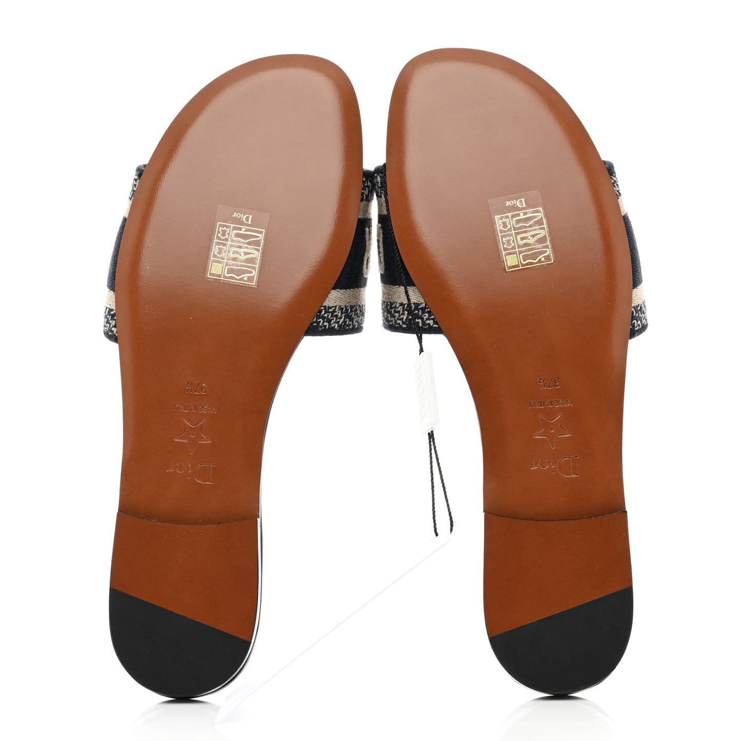Canvas Embroidered Dway Mules Slide Sandals 37.5 Deep Blue