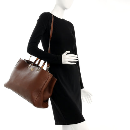 Gucci Cellarius Calfskin Large Bamboo Shopper Tote Acero 2 of 8