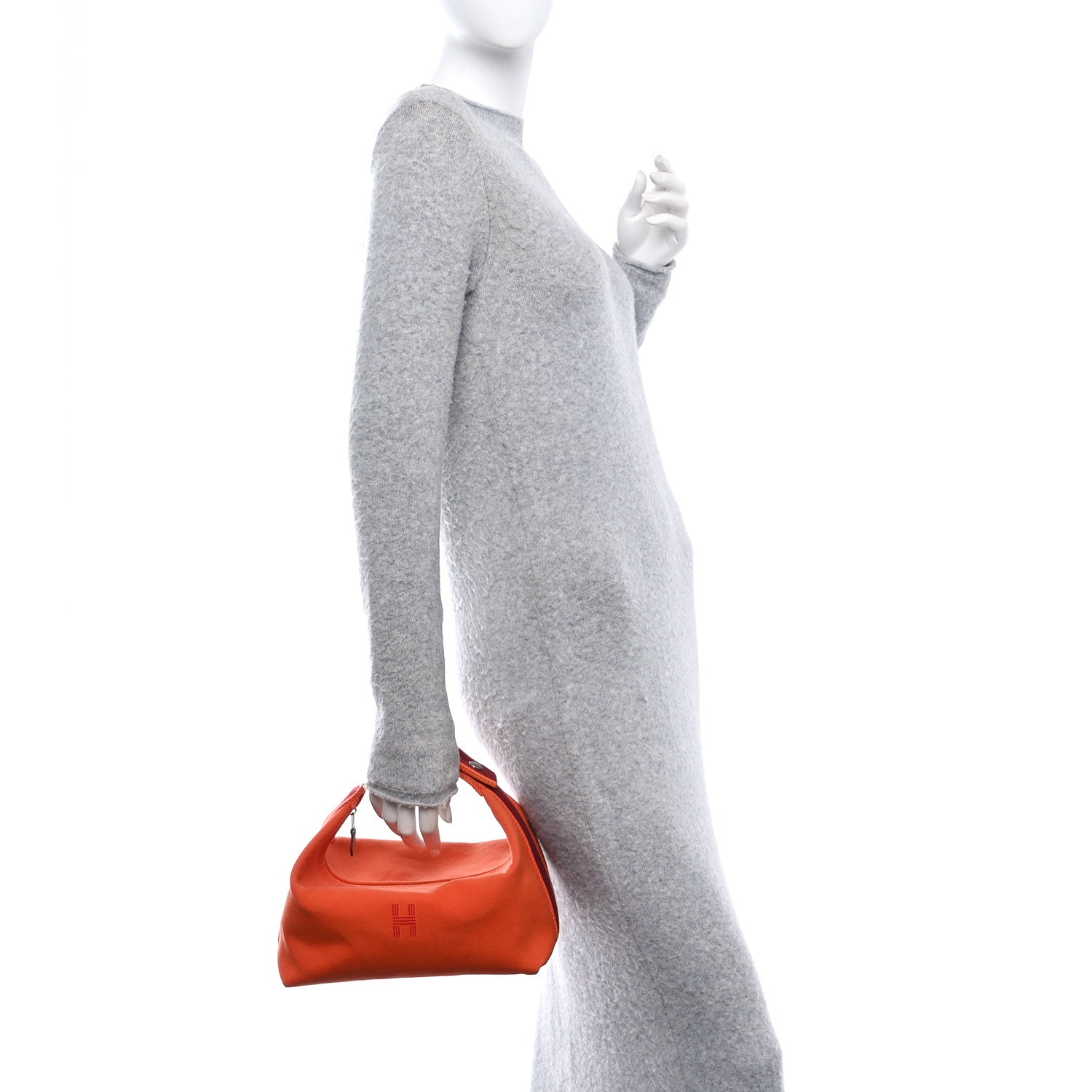 Hermes Canvas Large Bride-A-Brac Pouch Orange Feu Burgundy 2 of 12