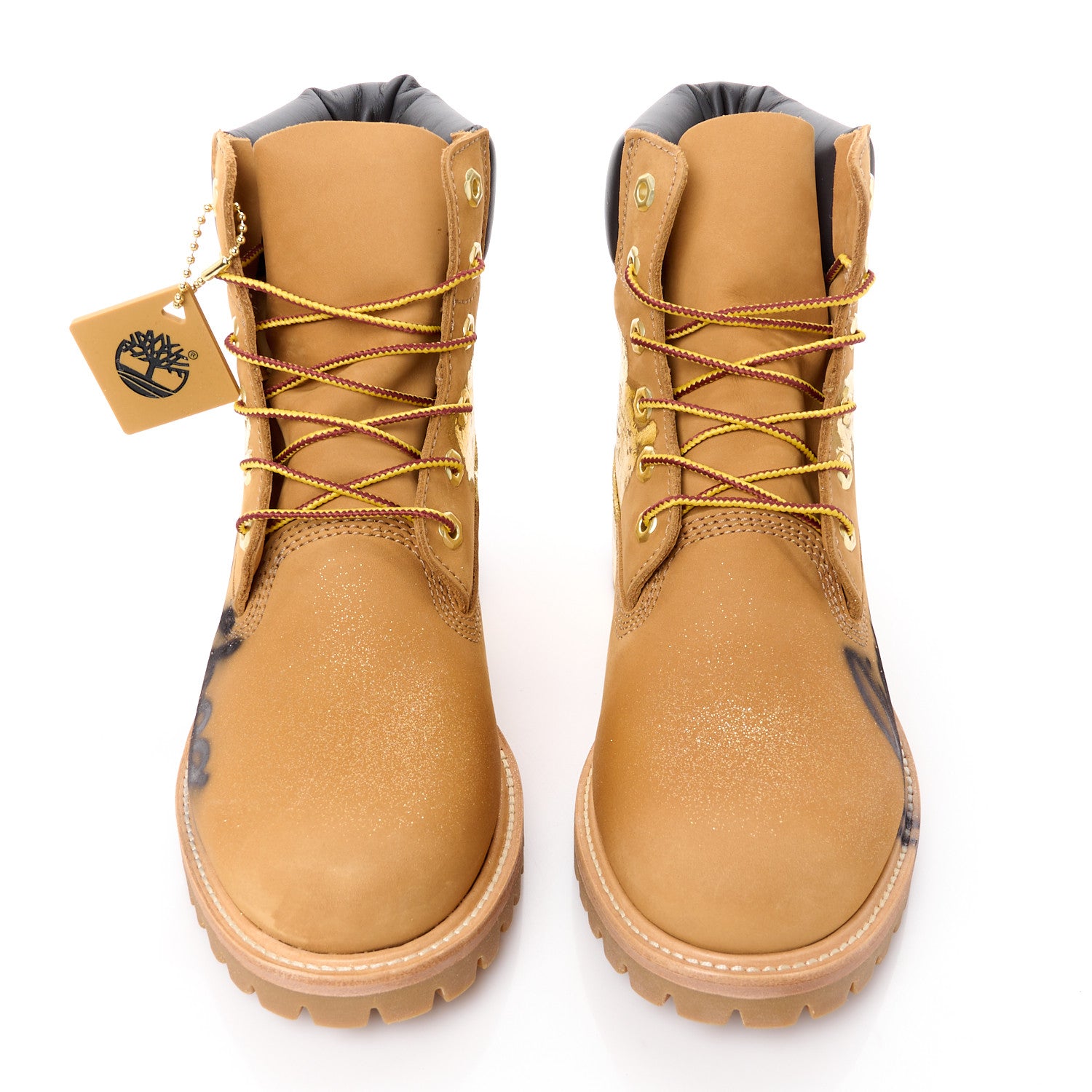 Jimmy Choo X TIMBERLAND Nubuck Graffiti Womens Ankle Boots 9.5 Wheat Gold 2 of 10