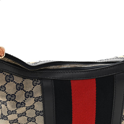 Gucci Monogram Vintage Web Medium Hobo Navy 18 of 21