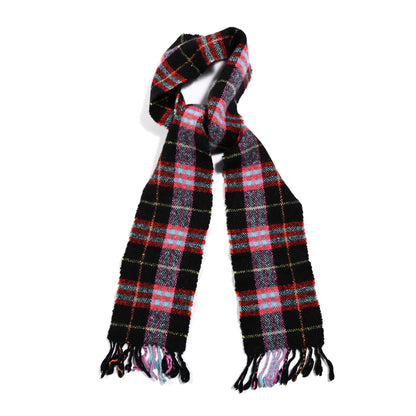 Burberry Merino Wool Angora Cashmere Check Scarf Black 1 of 3