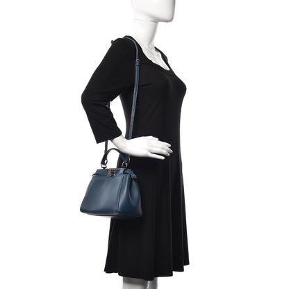 Fendi Nappa Mini Peekaboo Iconic Satchel Pavone 2 of 10