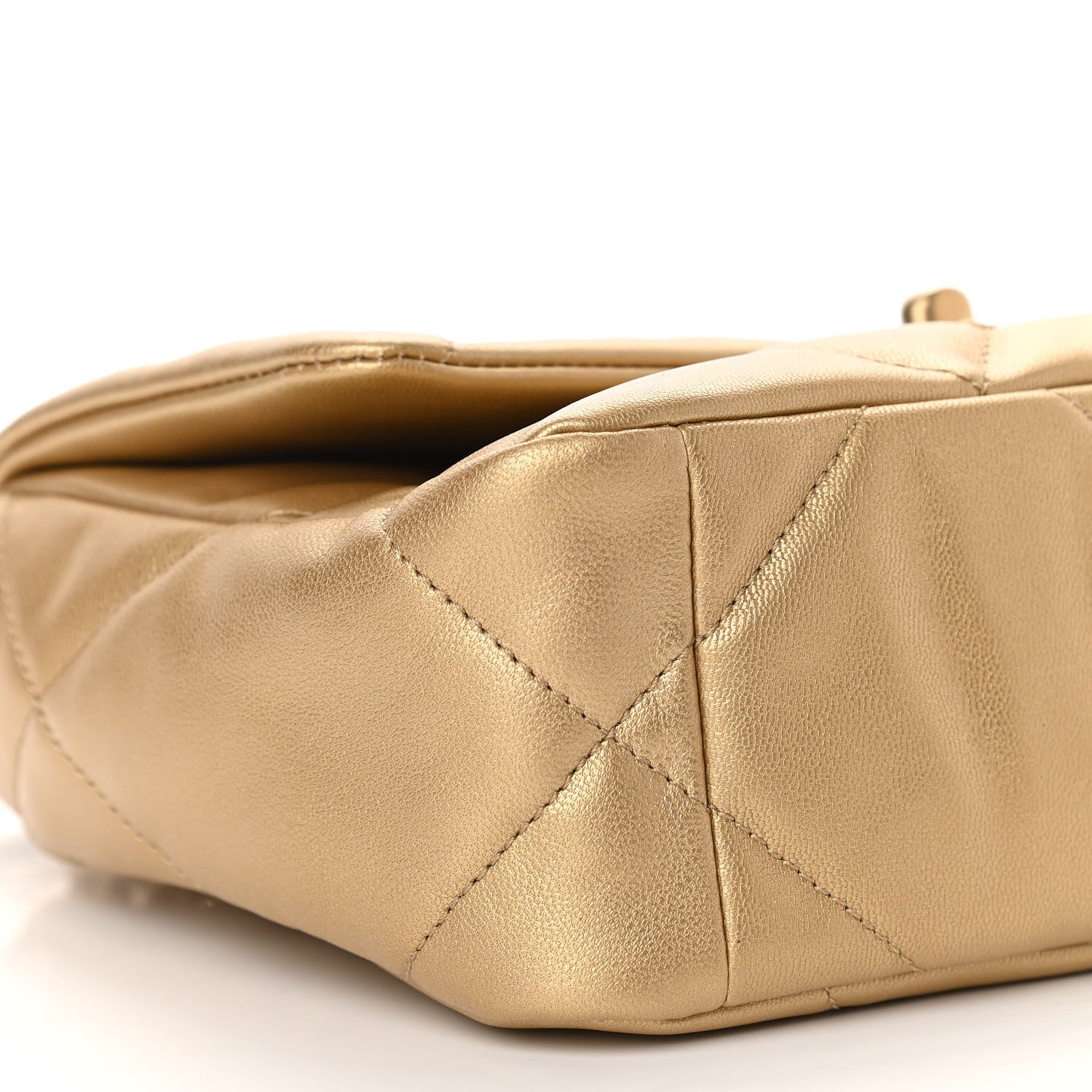 Chanel Metallic Goatskin Quilted Medium Chanel 19 Flap Gold 9 of 12