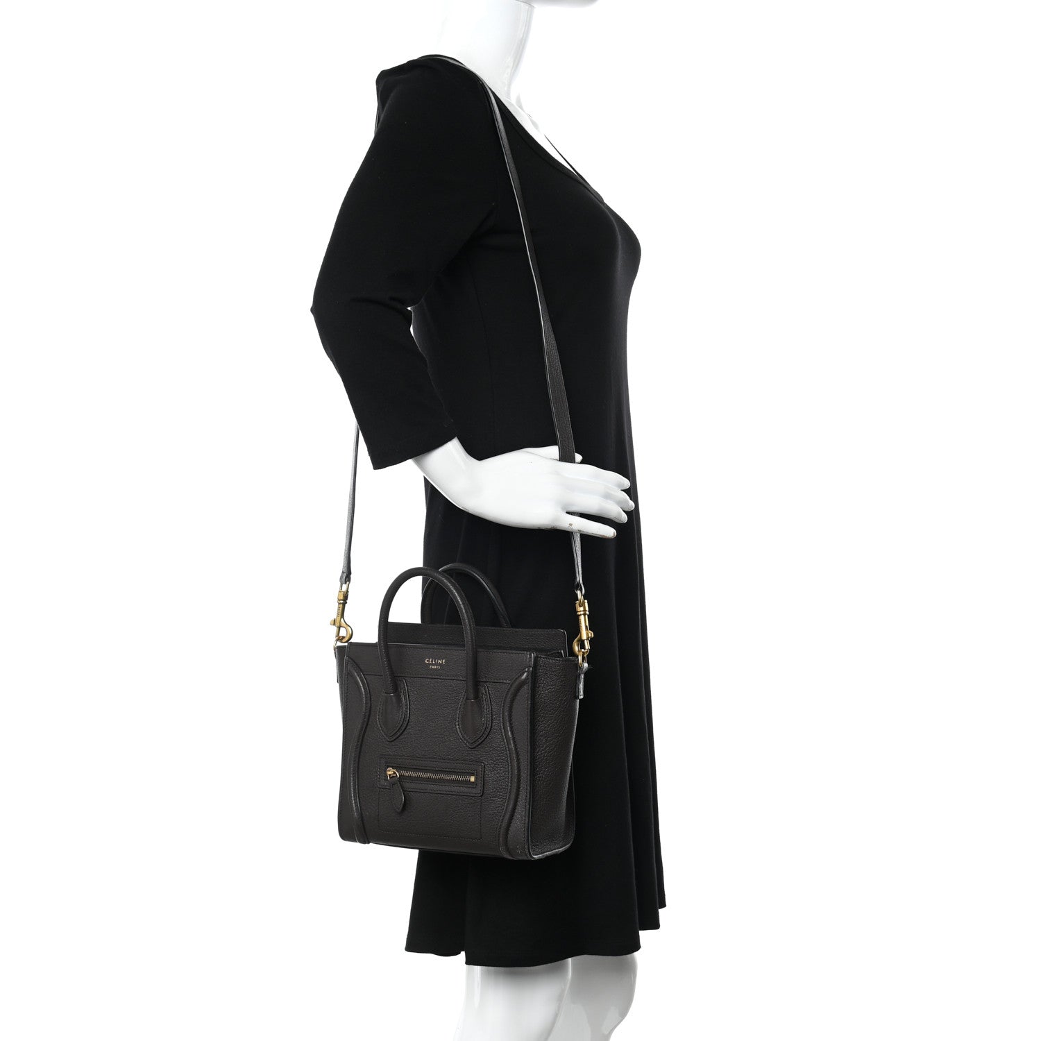 Celine Goatskin Nano Luggage Dark Taupe 2 of 10