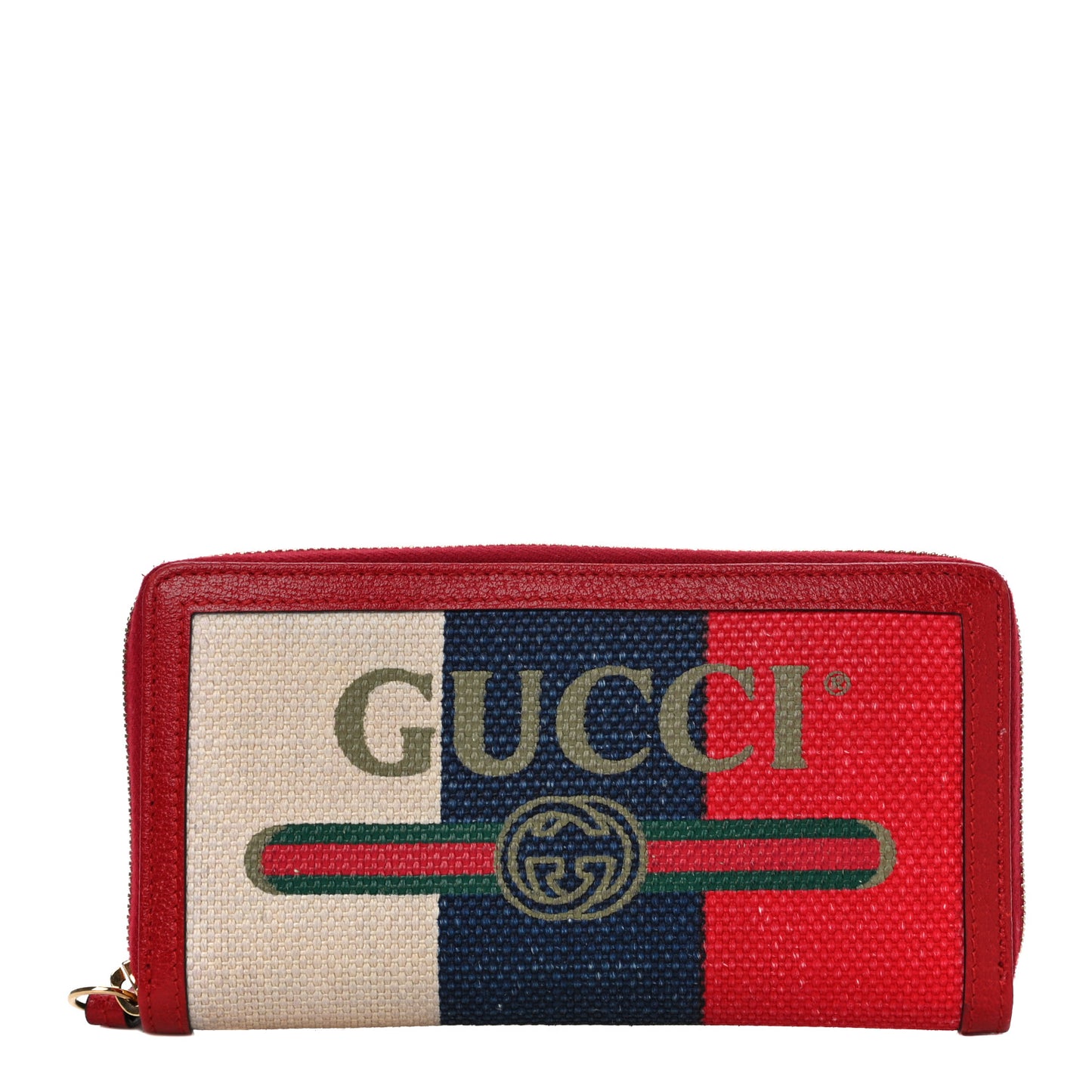 Canvas Sylvie Stripe Logo Zip Around Wallet Mystic White Hibiscus Red Maritime