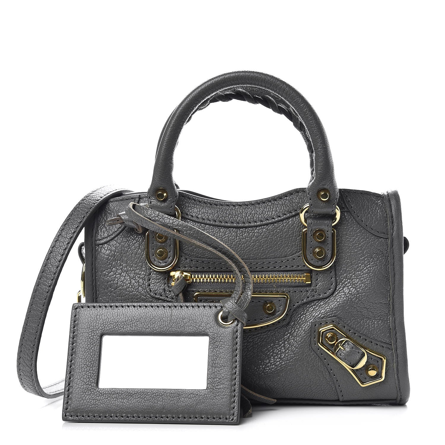 Balenciaga Chevre Gold Metallic Edge Hardware Nano City Gris Acier 1 of 10