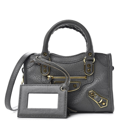 Balenciaga Chevre Gold Metallic Edge Hardware Nano City Gris Acier 1 of 10