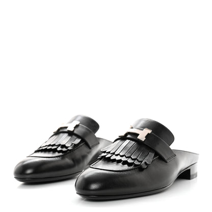 Hermes Goatskin Rivoli Mules 39 Black 3 of 11