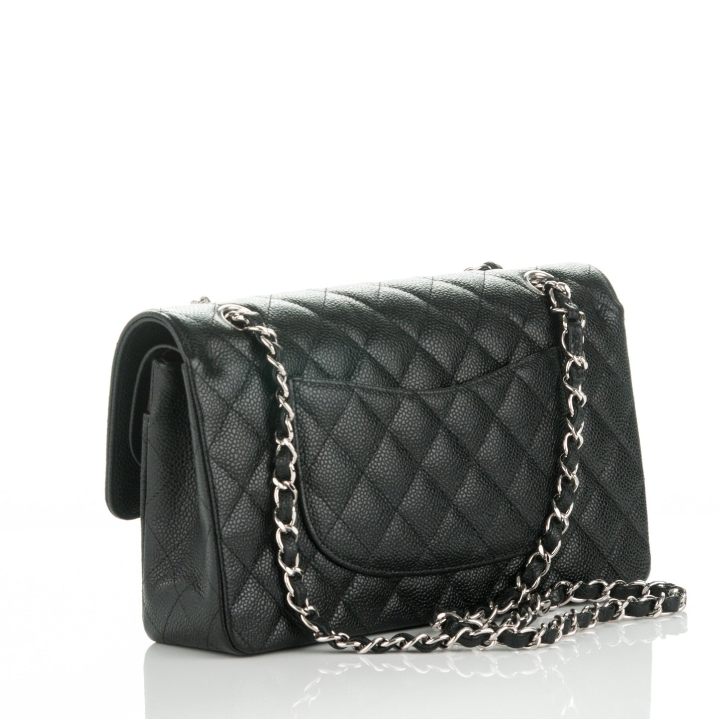 Caviar Quilted Medium Double Flap Black