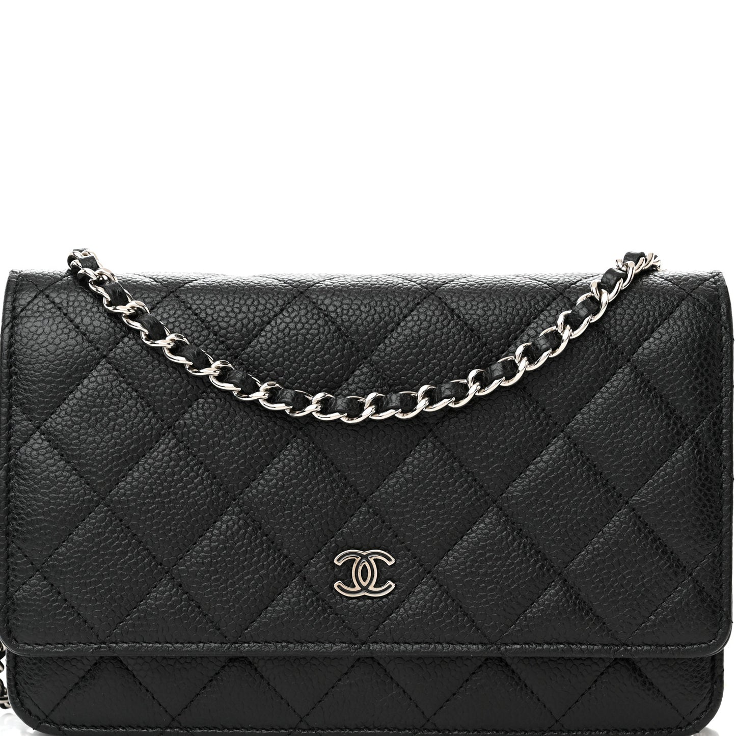 Caviar Quilted Wallet on Chain WOC Black