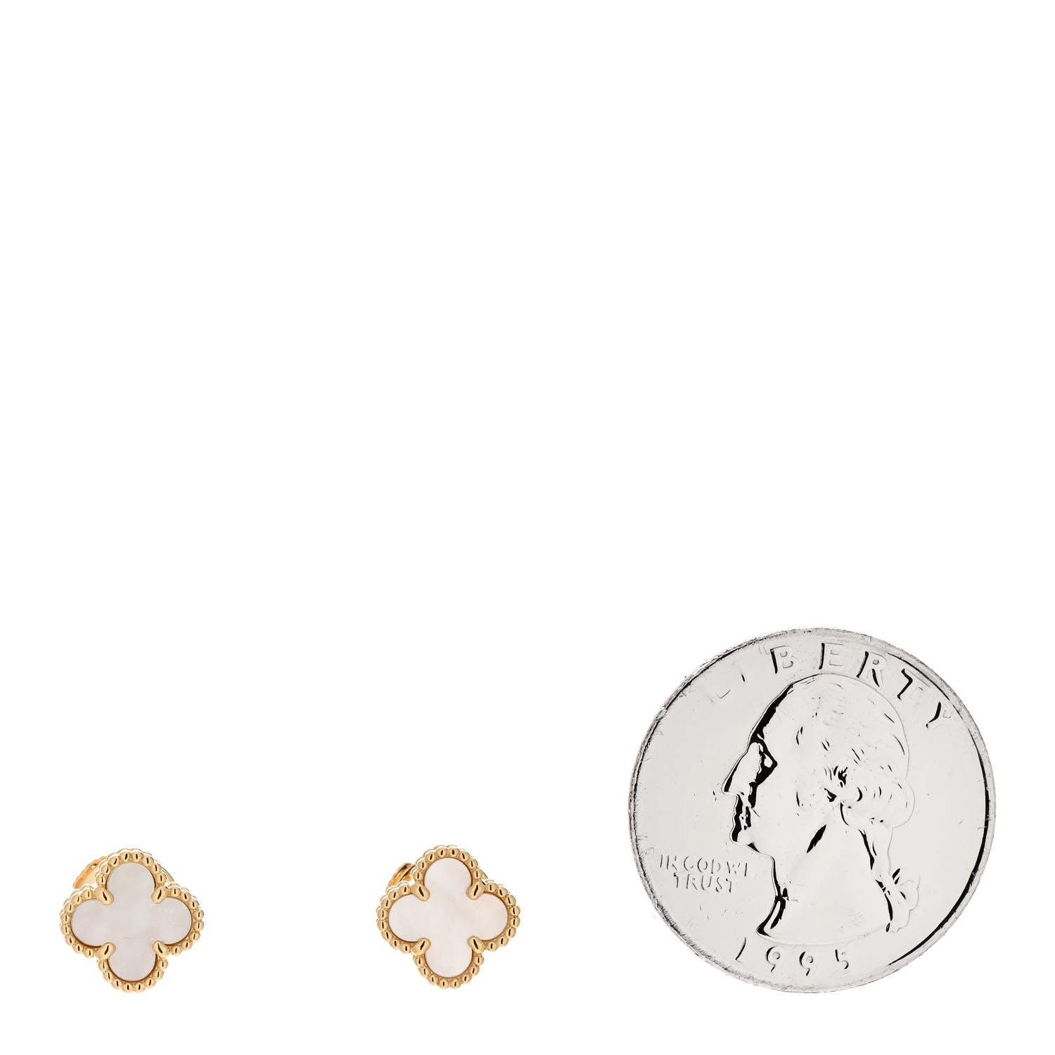 Van Cleef & Arpels 18K Yellow Gold Mother of Pearl Sweet Alhambra Earrings 2 of 5
