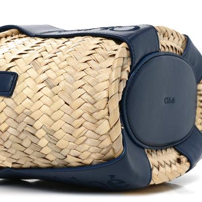 Chloe Raffia Smooth Calfskin Small Sense Basket Night Blue 8 of 9