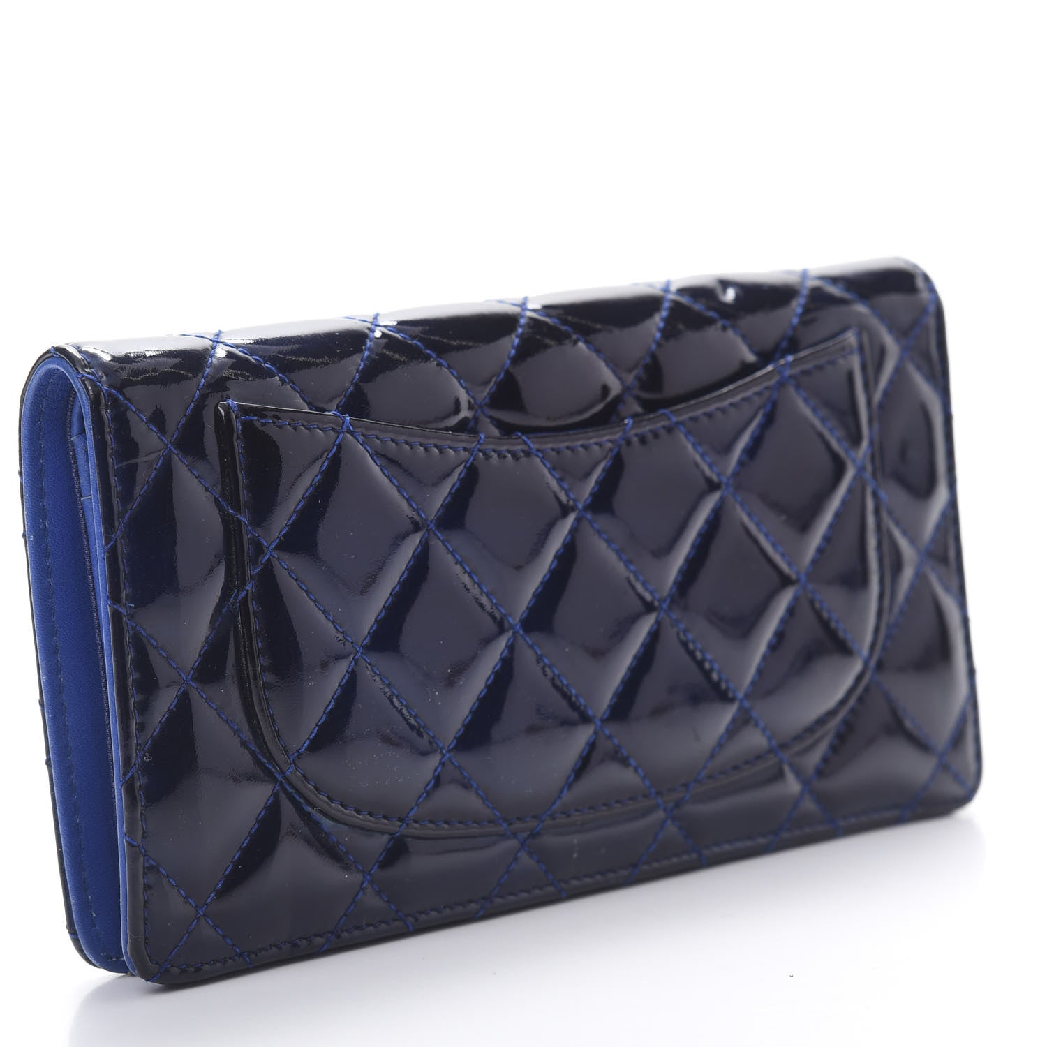 Chanel Patent Calfskin Quilted Yen Wallet Blue 3 of 11