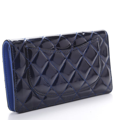Chanel Patent Calfskin Quilted Yen Wallet Blue 3 of 7