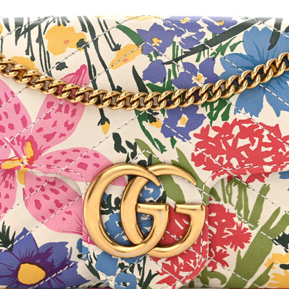 Gucci X KEN SCOTT Calfskin Matelasse Floral Print Super Mini GG Marmont Shoulder Bag Ivory Pink 8 of 15