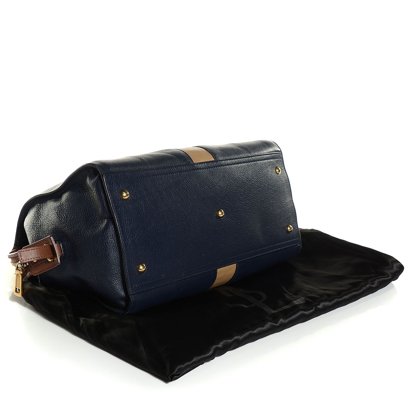 Calfskin Medium Tri-Color Cabas Chyc Navy Mushroom