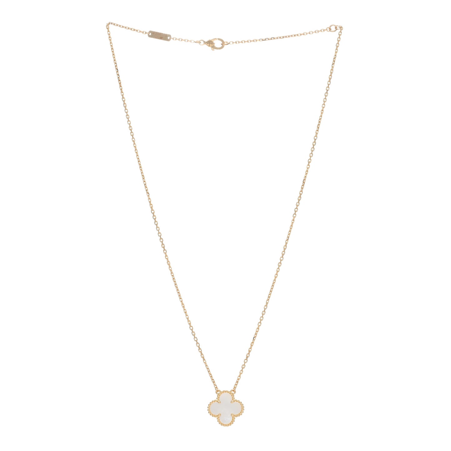 18K Yellow Gold Mother of Pearl Vintage Alhambra Pendant Necklace