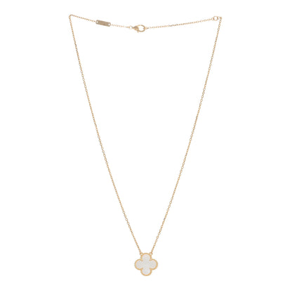 Van Cleef & Arpels 18K Yellow Gold Mother of Pearl Vintage Alhambra Pendant Necklace 4 of 5