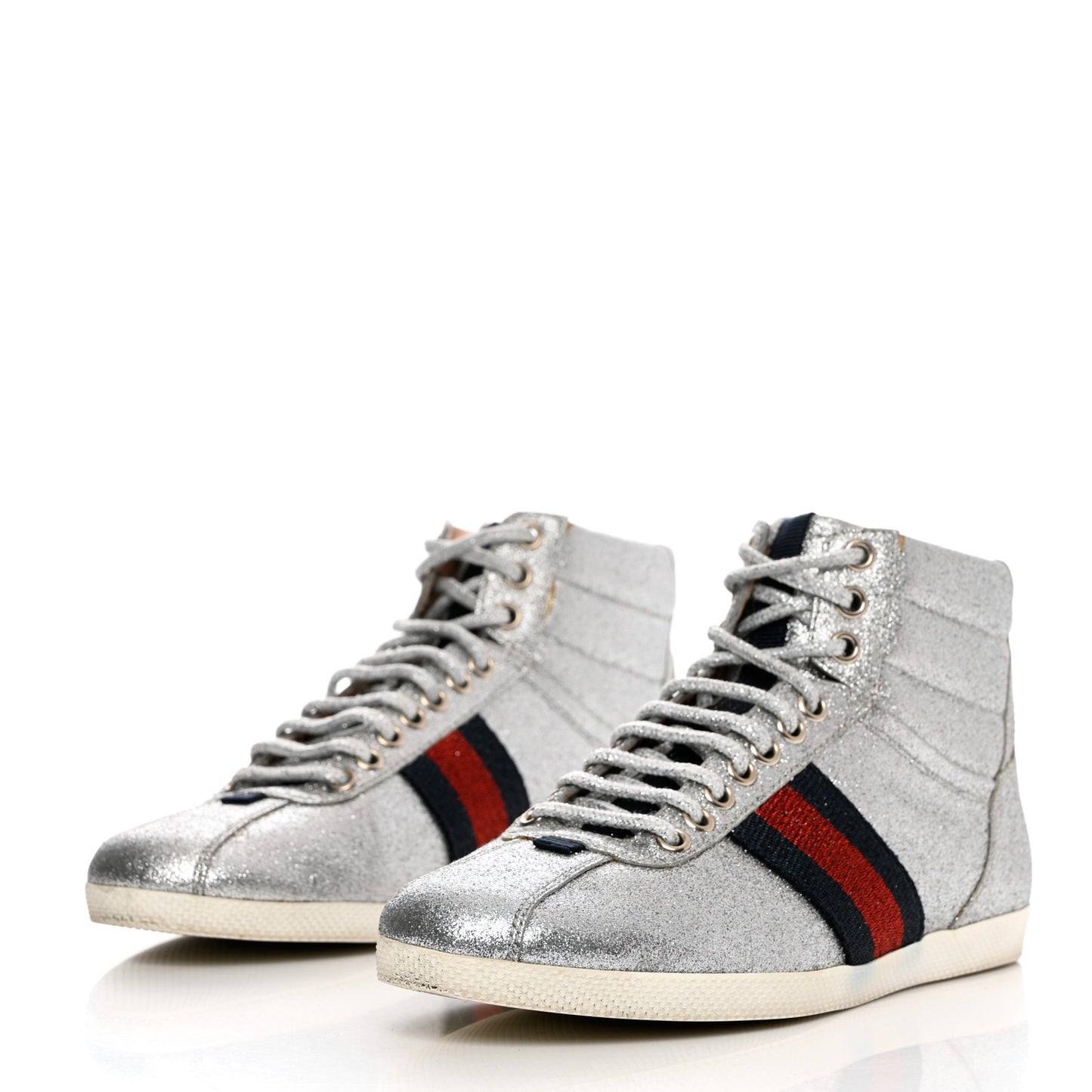 Glitter Web New Bright High Top Sneakers 36.5 Silver