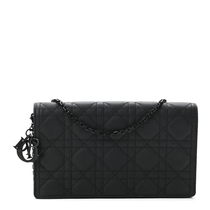 Christian Dior Ultra Matte Calfskin Cannage Lady Dior Clutch Black 1 of 8
