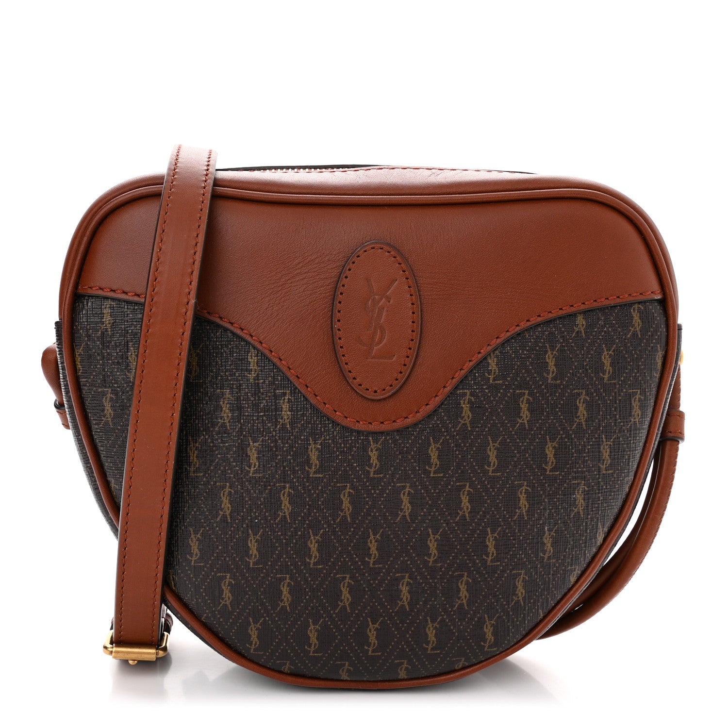 Saint Laurent Canvas Smooth Calfskin Le Monogramme Coeur Crossbody Chestnut 1 of 10