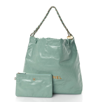 Chanel Shiny Calfskin Quilted Chanel 22 Light Green 3 of 11