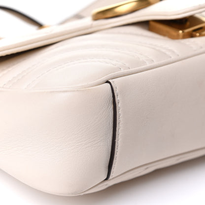Gucci Calfskin Matelasse Mini GG Marmont Shoulder Bag White 10 of 11