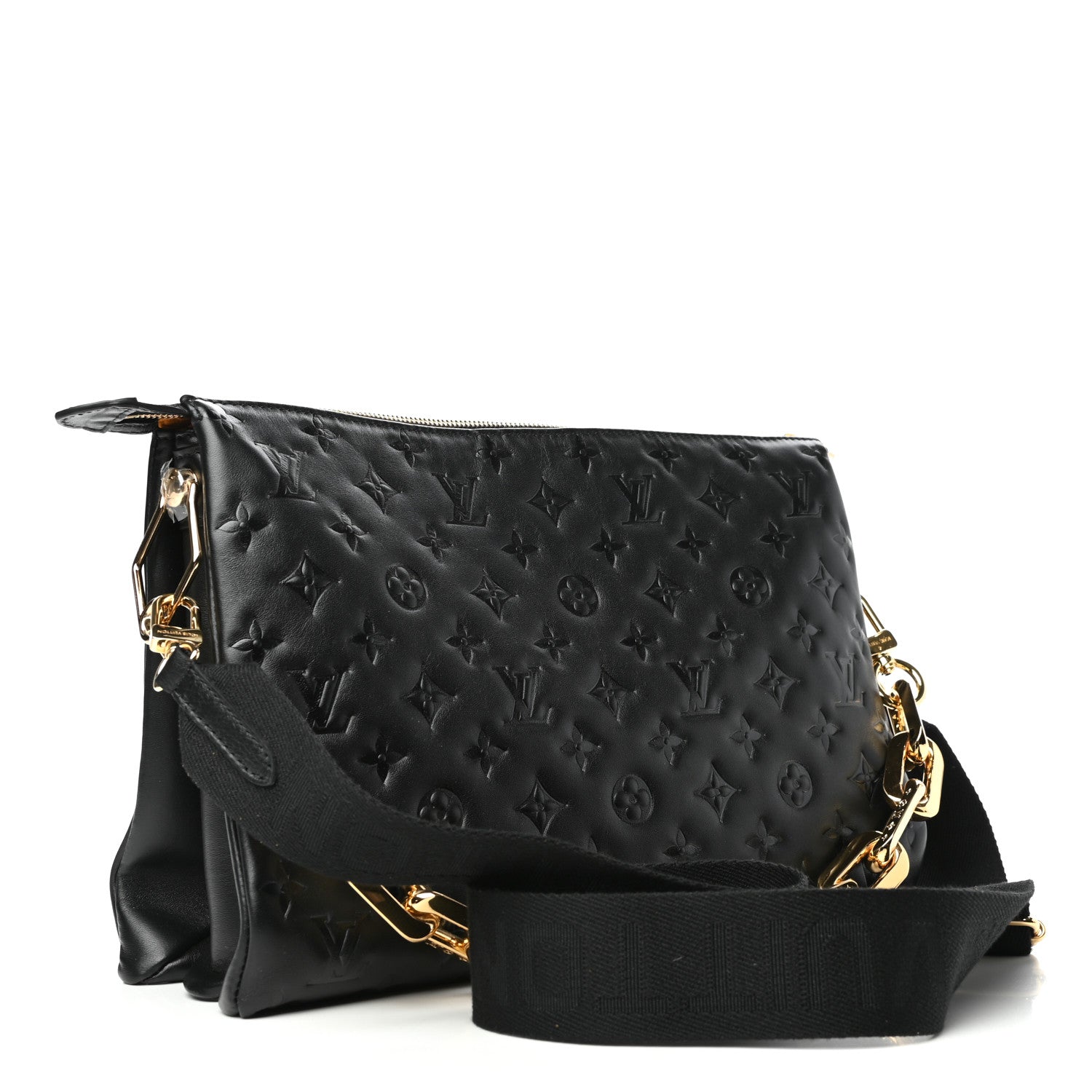 Louis Vuitton Lambskin Embossed Monogram Coussin MM Black 3 of 8