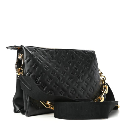 Louis Vuitton Lambskin Embossed Monogram Coussin MM Black 3 of 8