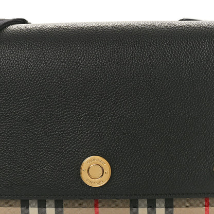 Burberry Grainy Calfskin Vintage Check Note Crossbody Bag Black 6 of 9